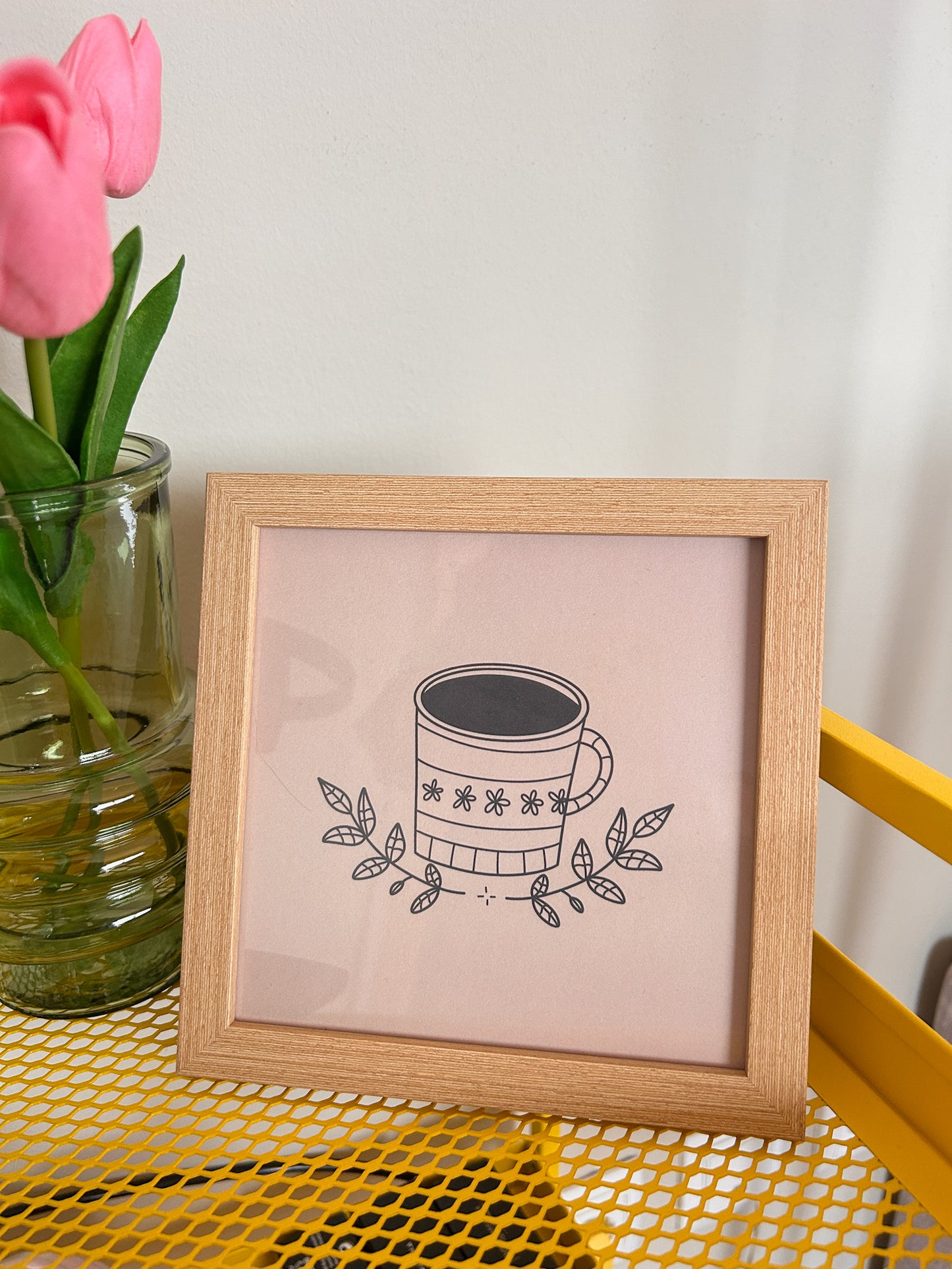 Lámina taza plantas minimal lineal tamaño 15x15