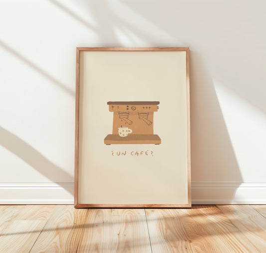 Lámina un café cafetera marrón tamaño A3, A2, 40x50, 30x40