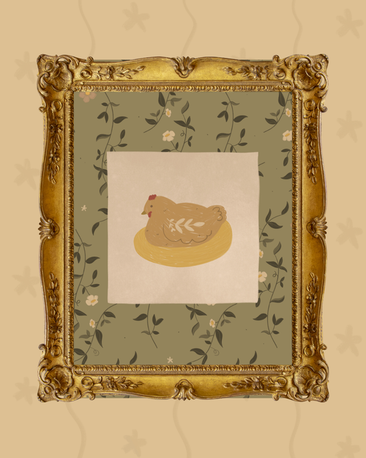 Lámina gallina primavera a5 y 30x40