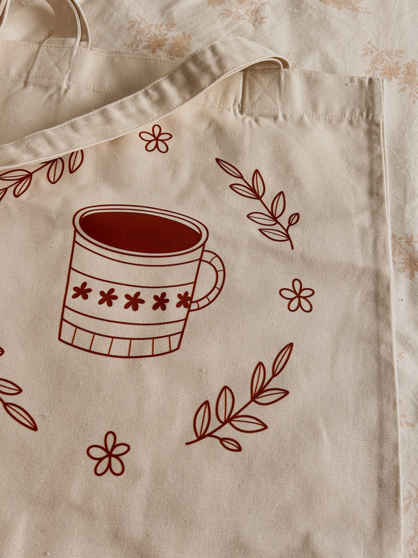 Tote bag café marrón/granate 300g/m²