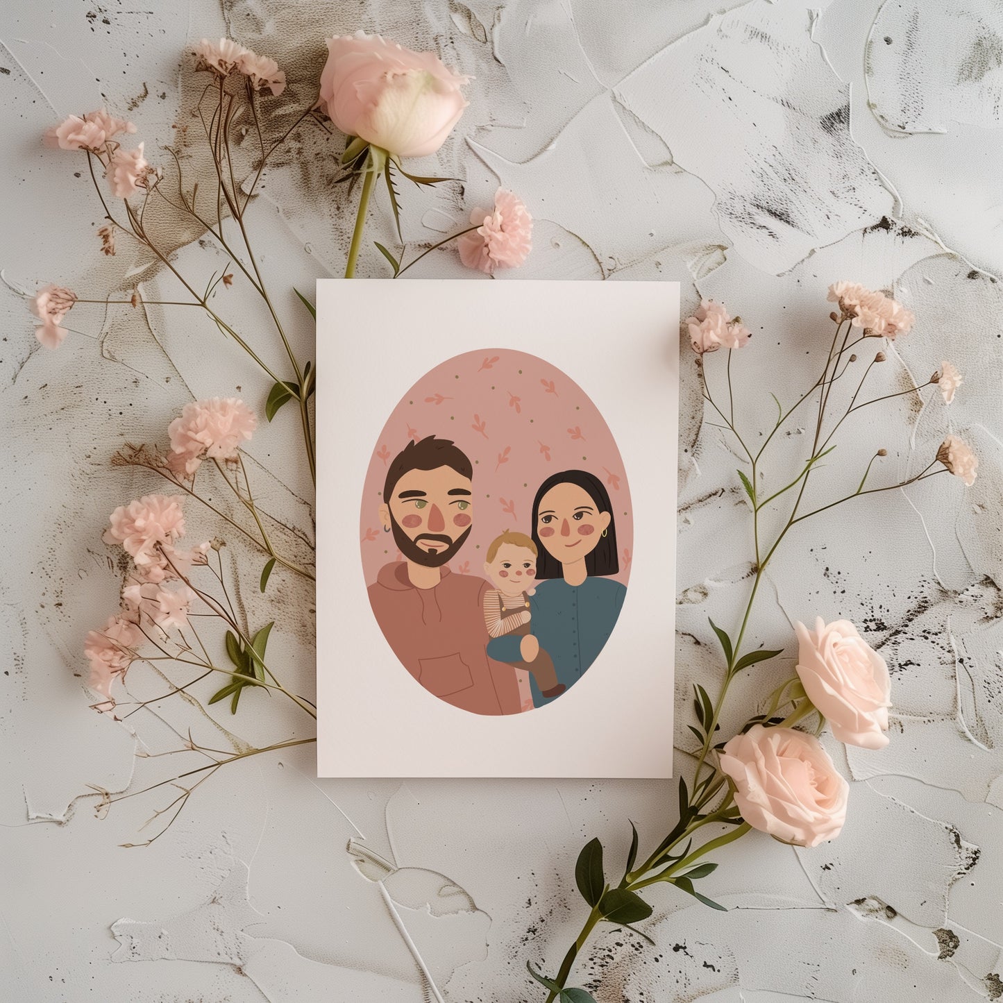 Encargo personalizado - retrato familiar amor pareja animales lámina A4